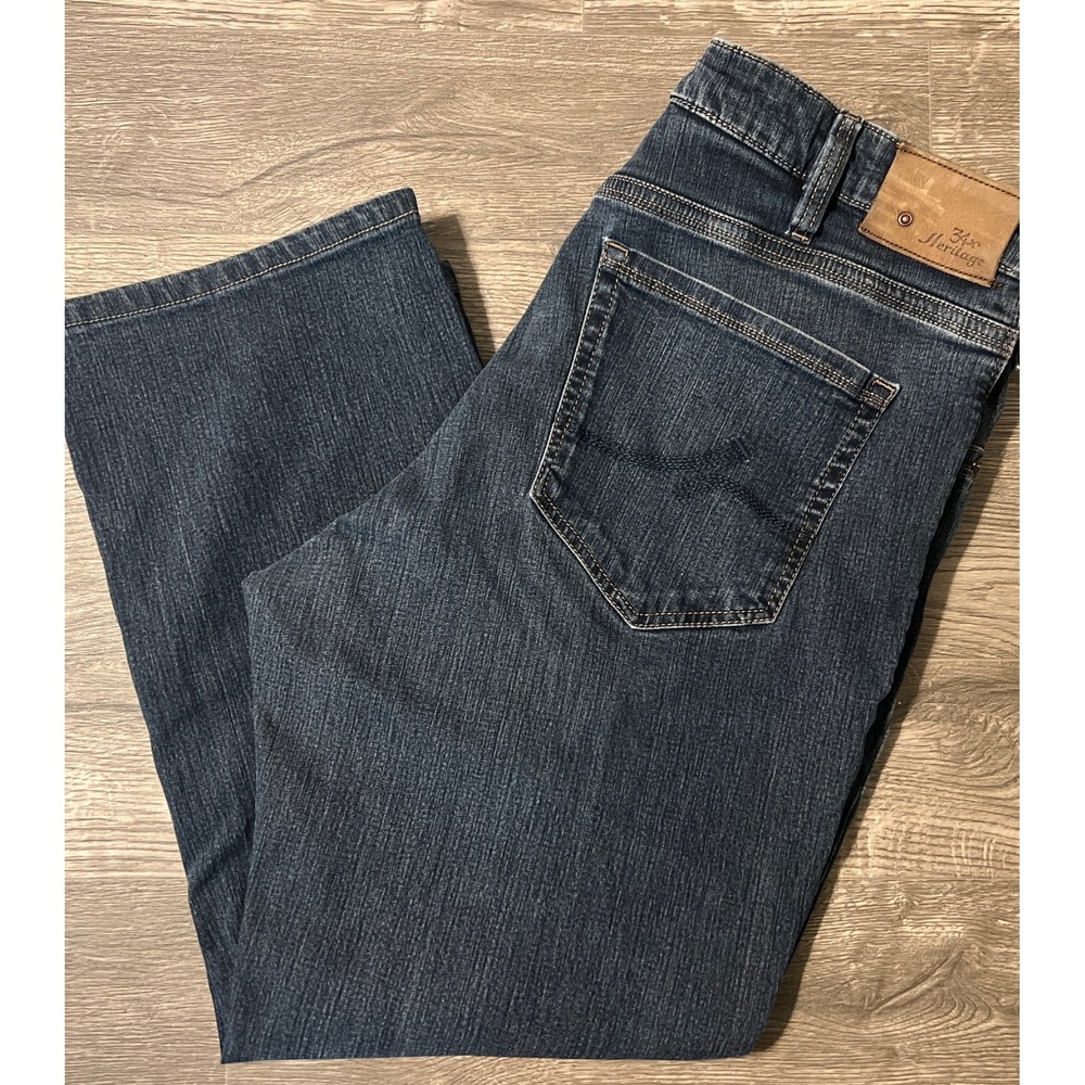 34 Heritage Charisma Dark Wash Straight Leg‎ Stretch Blue Jeans Size 38x26 - Picture 2 of 11